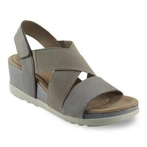 EARTH Origins Women's "Careen" Flexible Wedge Sandals sz 7 Open Toe Leather